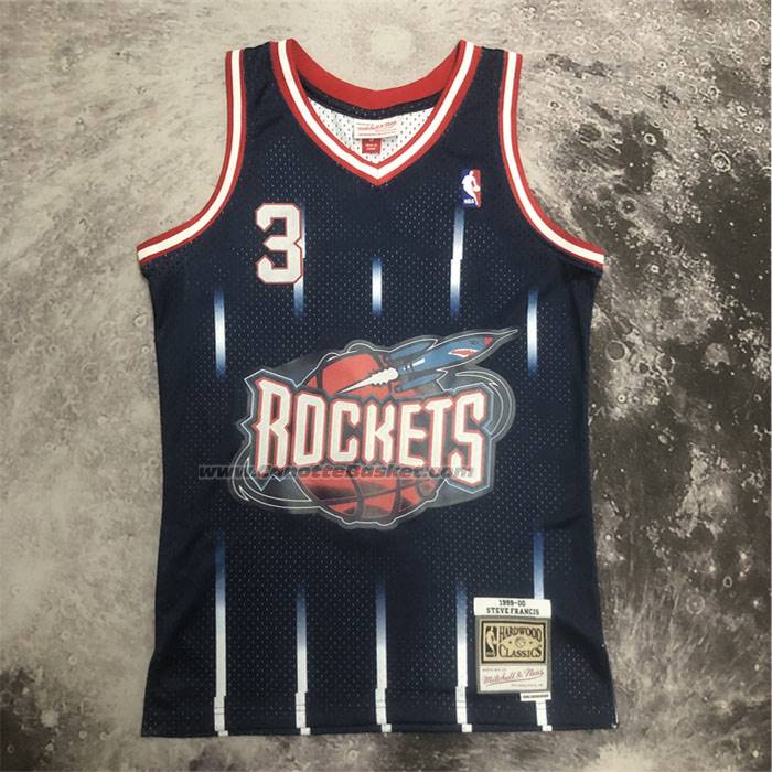 Maglia Houston Rockets Steve Francis No 3 Mitchell & Ness 1999-00 Blu